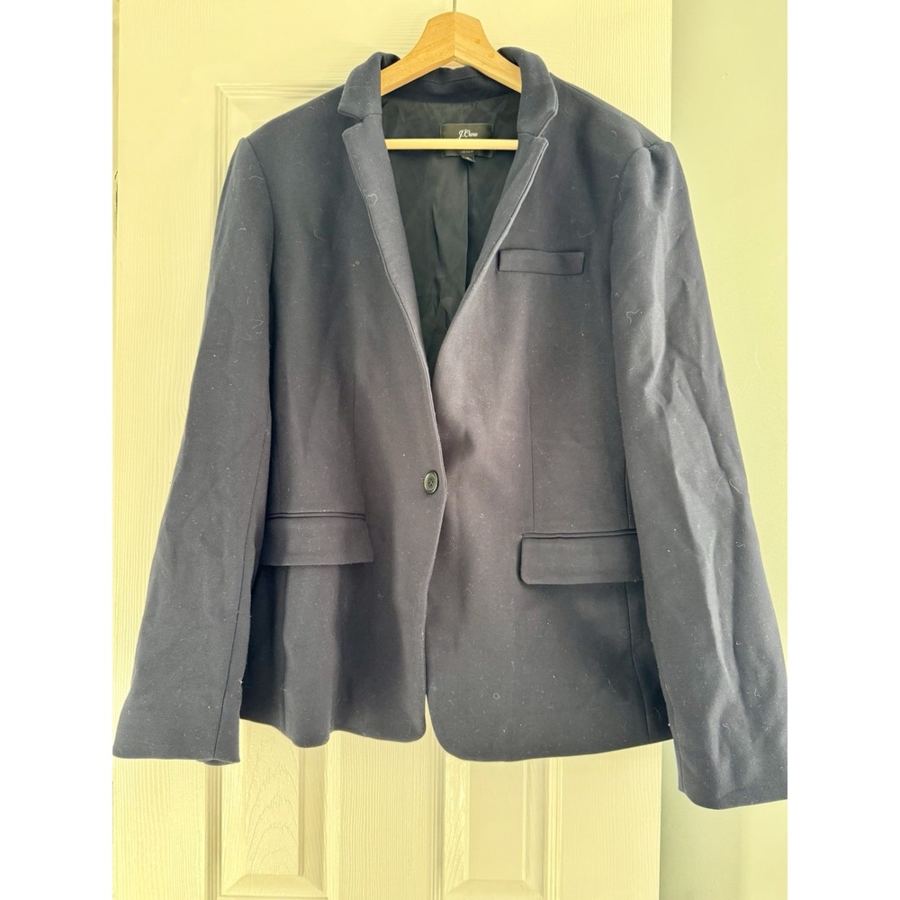 J Crew Regent Blazer Women Sz 18 Navy Blue Academia Classic Minimalist Nautical